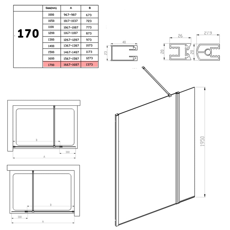 Parete Doccia Walk-In con Aletta Richiudibile in Cristallo trasparente 8mm H195 Bonussi Sveva Varie Misure-6