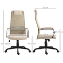 Sedia da Ufficio Ergonomica Girevole con Reclinazione Altezza Regolabile 58x61x115-125 cm Beige  -3