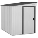 Casetta Box per Attrezzi da Giardino 154L x 206,5P x 160/181A cm con Base in Acciaio zincato Bianco-1