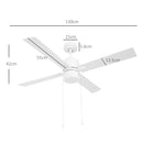 Ventilatore da Soffitto con Luce LED Ø130 cm 3 Velocità e Motore Reversibile Bianco e Legno-3