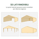 Gazebo da Giardino per Feste con 6 Pareti Rimovibili a Zanzariera 582x295x255cm Bianco-4