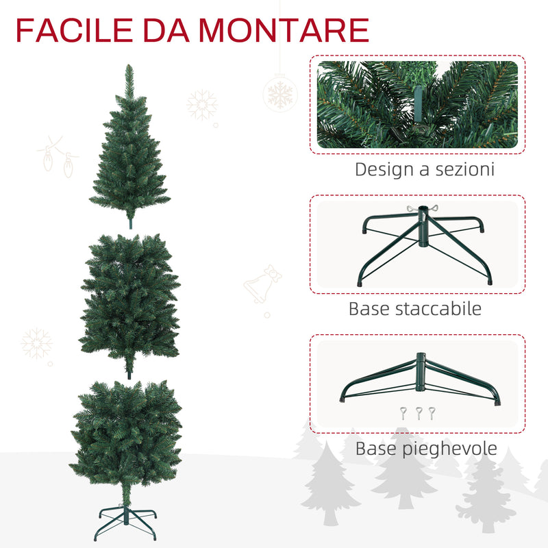 Albero di Natale Artificiale 210 cm 687 Rami Design Alto e Stretto Verde -6