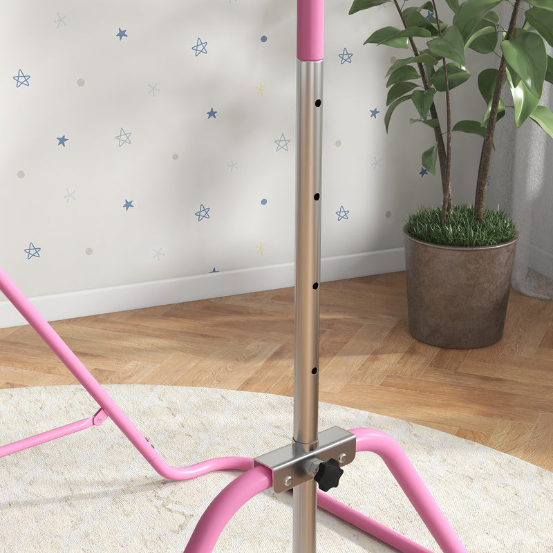 Barra Trazioni per Bambini Pieghevole Altezza Regolabile 88-128 cm in Acciaio Rosa  -9