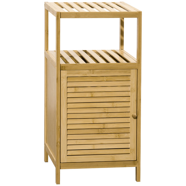 Mobiletto Bagno Armadietto con Anta 33x36,5x67 cm in Bambù a Doghe Naturale sconto