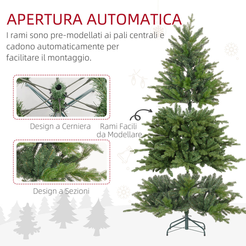 Albero di Natale Artificiale 180 cm 1821 Rami Base in Metallo Verde -6