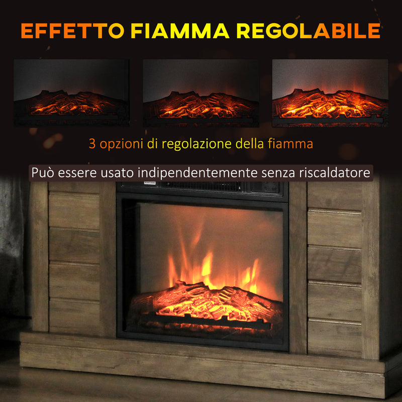 Camino Elettrico da Pavimento 1800W Effetto Fiamma e Telecomando 96,5x22x81,7 cm color Legno-4