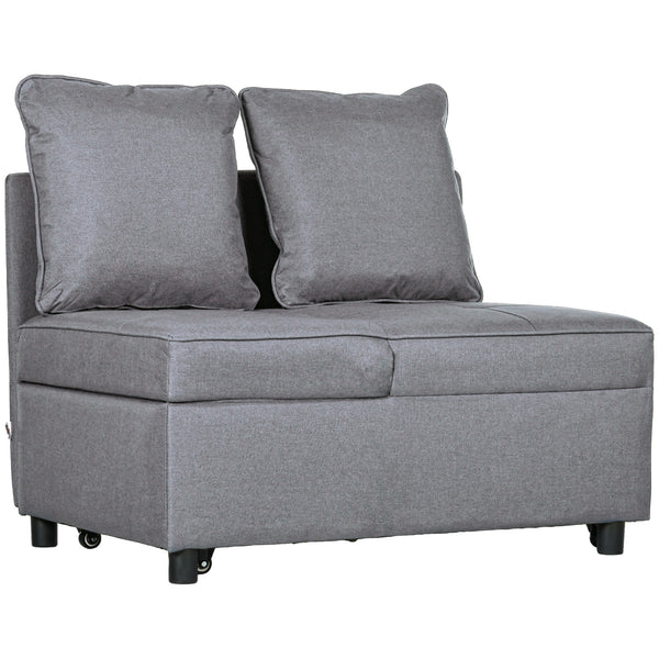 prezzo Poltrona Letto Singolo Schienale Reclinabile 98x69x65 cm Tessuto Effetto Lino Grigio Scuro