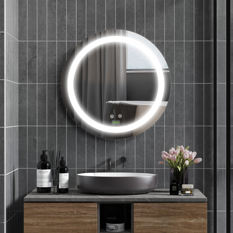 Specchio Bagno Rotondo 50cm Luce LED Regolabile Funzione Anti Appannamento   -2