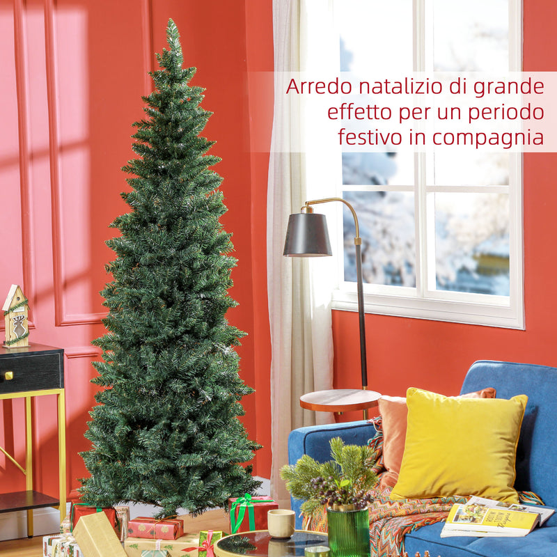 Albero di Natale Artificiale 210 cm 687 Rami Design Alto e Stretto Verde -4