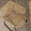 Set 2 Sedie da Pranzo Stile Boho da Interno con Schienale Basso e Braccioli 56x59x74 cm in Rattan PE Giallo-8