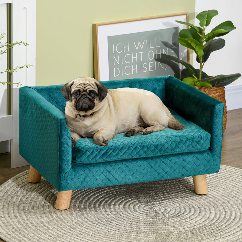 Cuccia Divano per Cani e Gatti 64x45x36 cm Stile Scandinavo in Velluto Blu-2