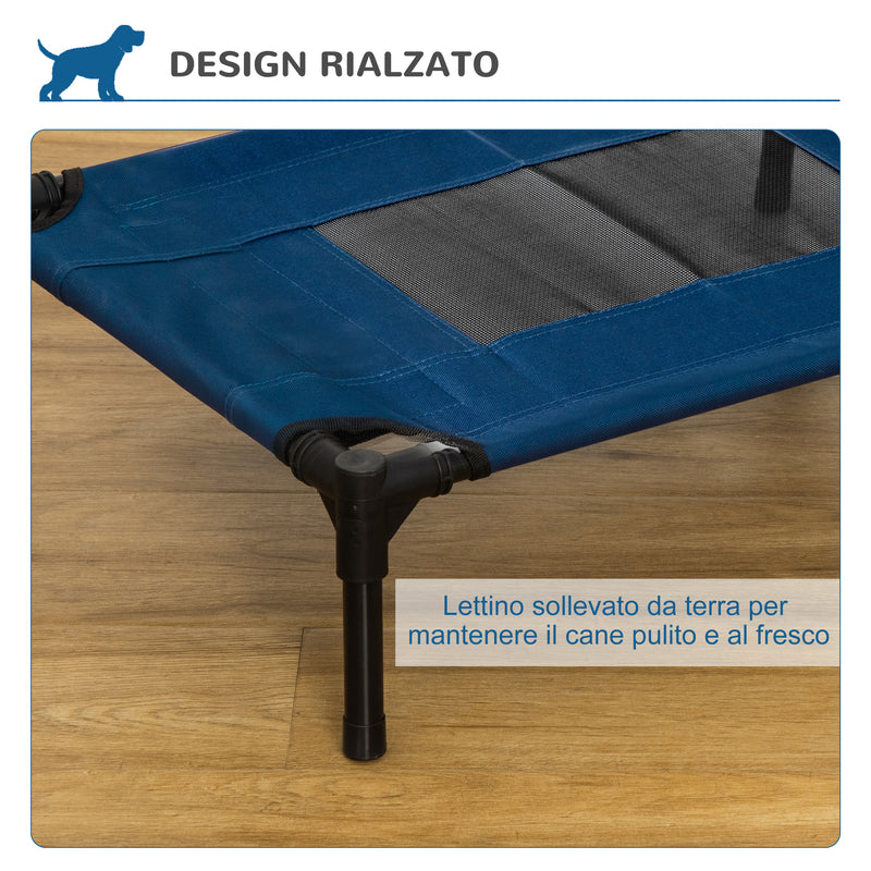 Lettino per Cani Rialzato con Seduta Traspirante 61x46x18 cm in Acciaio e Tessuto Marrone e Nero-5