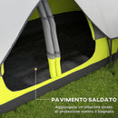 Tenda da Campeggio 4 posti con 2 Spazi Separati 450x215Px180 cm in Poliestere e Fibra di Vetro Verde-6