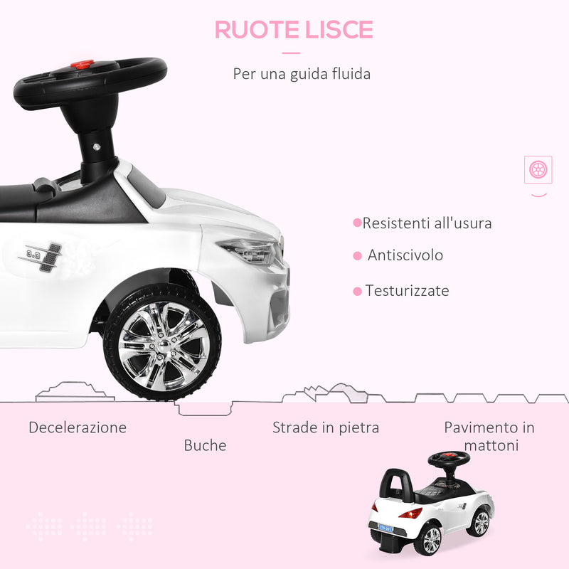 Auto Macchina Cavalcabile per Bambini Clacson e Musica Bianca  -5