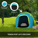 Tenda da Campeggio Pop Up Impermeabile con Accessori e Borsa di Trasporto 245x148x105 cm in Poliestere Blu-4