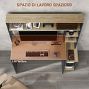 Scrivania Moderna con Ripiani e Supporto per CPU 114x45x138 cm in Legno Grigio e Legno Naturale-5