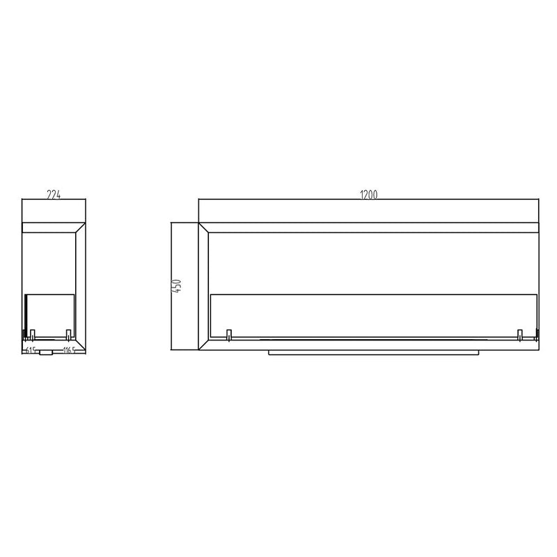 Camino a Bioetanolo da Incasso ad angolo 120x22,4x45 cm Sutri 120 SX Nero -9