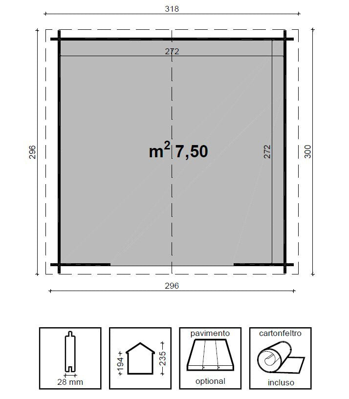 Casetta da Giardino Porta Doppia 300x300 cm in Legno Rita-5