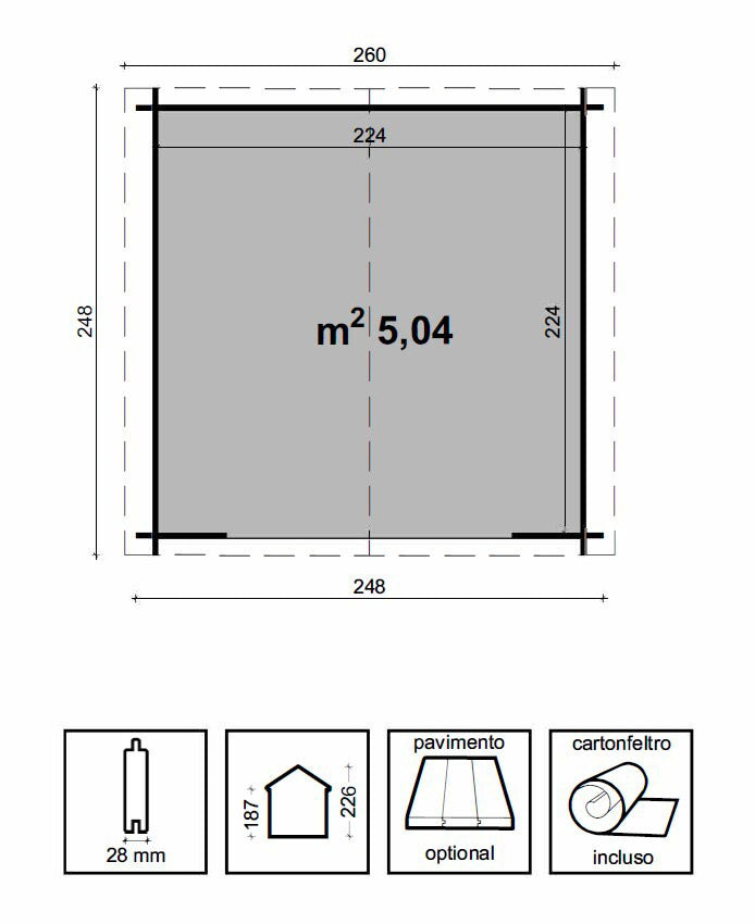 Casetta da Giardino Porta Doppia 250x250 cm in Legno Noemi-5