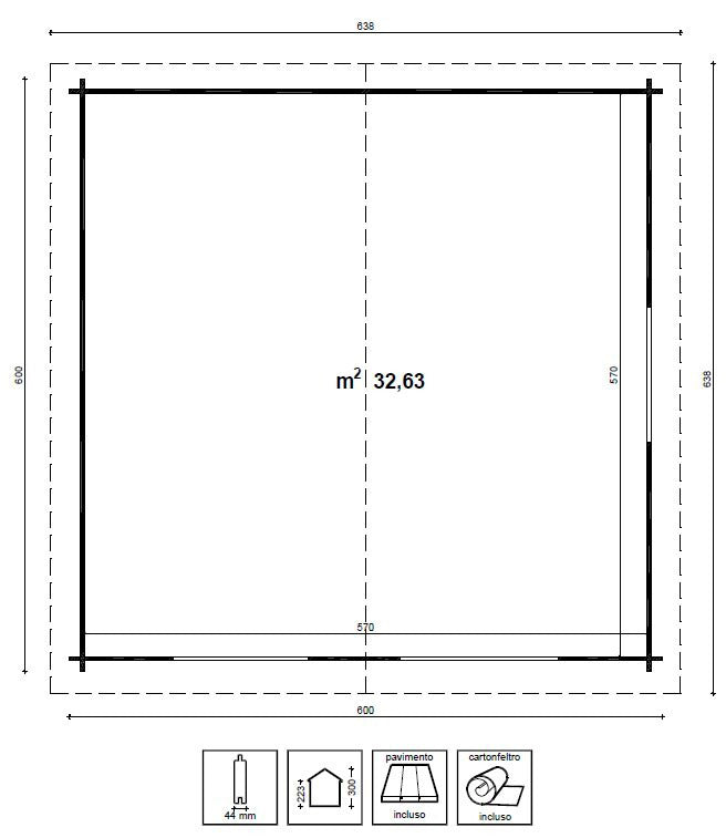 Casetta da Giardino Porta Doppia 2 Finestre 600x600 cm in Legno Anna-4