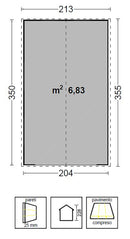 Casetta Box da Giardino per Attrezzi 204x354 cm in HDPE Venezia 3 Grigio-5