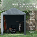 Capanno Box per Attrezzi da Giardino 160x218x172 cm Tenda in PE anti UV e Acciaio Grigio scuso-4