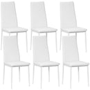 Set 6 Sedie da Pranzo Moderne Schienale Alto Cuciture a Diamante 41x50x97 cm Bianco  -1