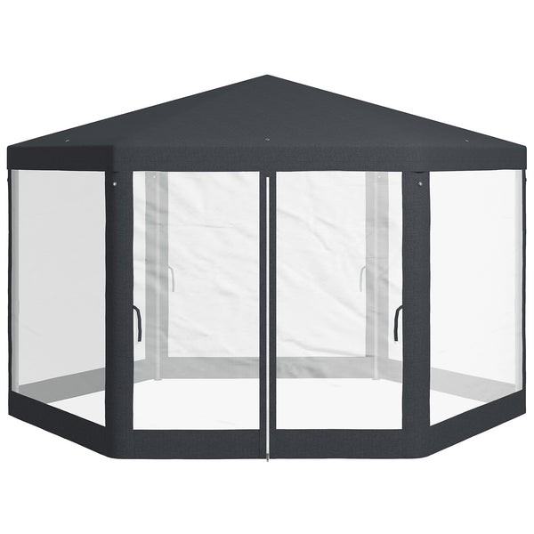 sconto Gazebo da Giardino Esagonale con Doppio Ingresso 3.94x3.94x2.5 m in Metallo e Poliestere Grigio