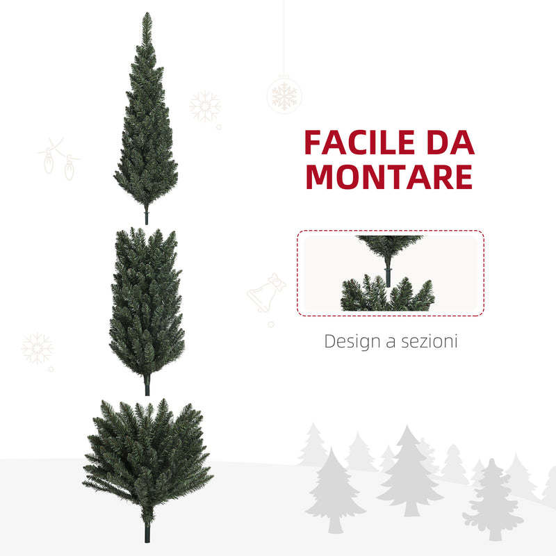 Albero di Natale Artificiale 225 cm 538 Rami Slim Salvaspazio Verde-6