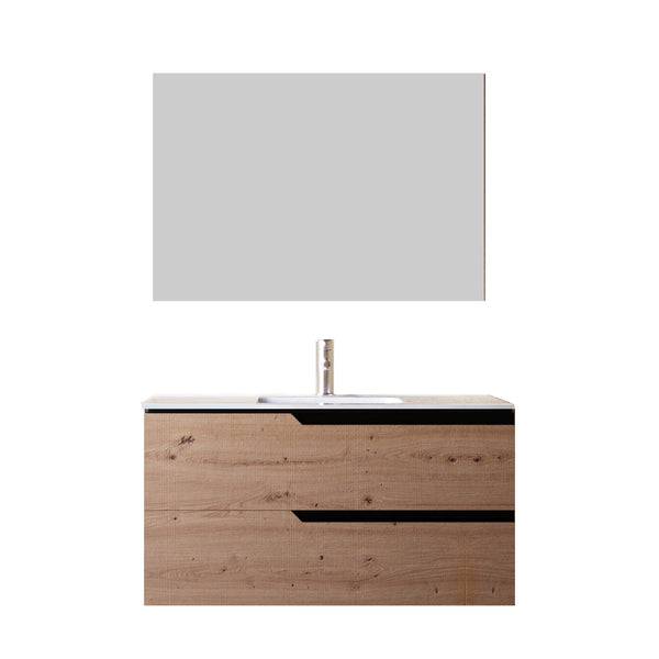 Mobile bagno 80 cm Sospeso Rovere Cartagena Boston con Specchio Rettangolare Bonussi sconto