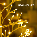 Albero di Natale Artificiale 180 cm 384 Luci LED Bianche per Interni ed Esterni al Coperto Bianco -4