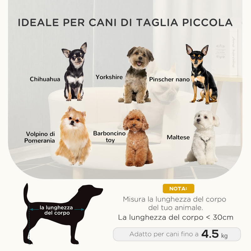 Cuccia Divano per Cani e Gatti 65x64x37cm Cuscino Rimovibile Crema -4