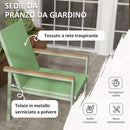 Set Tavolo e 4 Sedie con Braccioli da Giardino in Tessuto a Rete e Acciaio Verde-4