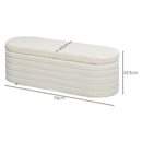 Panca Fondoletto con Vano Contenitore 116x41x40,5 cm in Tessuto Teddy Crema  -3