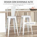 Set 2 Sgabelli da Bar Stile Industriale Schienale Rimovibile 44x49x116 cm in Metallo Bianco-4