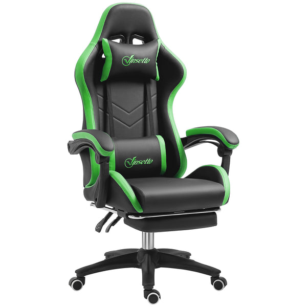 Sedia da Gaming Altezza Regolabile e Schienale Reclinabile 65x65x121-129 cm Nero e Verde prezzo