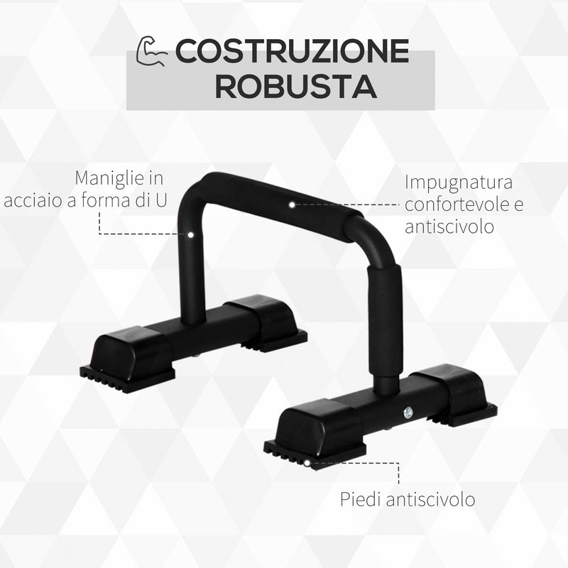 Set 2 Barre per Dip Parallele 36x25x20 cm Impugnatura Antiscivolo in Acciaio Nero -5