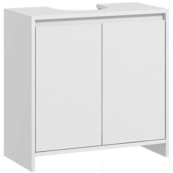 acquista Mobile Sottolavello da Bagno 60x30x60cm 2 Ante Decorate Bianco