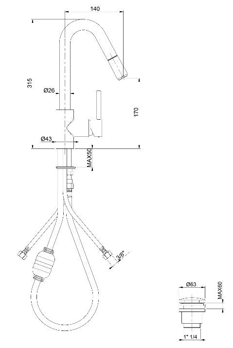 Rubinetto Miscelatore Monocomando Lavabo con Bocca Girevole in Ottone Cromato Bonussi Missisipi-2