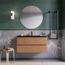 Mobile bagno sospeso 100 cm Rovere Cartagena lavabo nero opaco Seattle con Specchio Bonussi-1