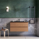 Mobile bagno sospeso 100 cm Rovere Cartagena lavabo nero opaco Seattle con Specchio Led Retroilluminato Bonussi-3