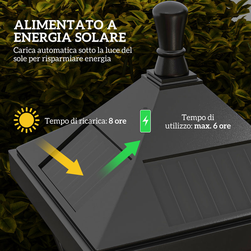 Lampione da Giardino con 6h Autonomia e Ancoraggio a Terra 15x15x127 cm in ABS e Policarbonato Nero-4