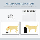 Ciotole per Cani Grandi Rialzate 60x30x41 cm in Acciaio Inox e MDF Bianco -6