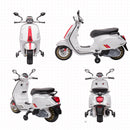 Moto Elettrica per Bambini Design Vespa 12V con Rotelle Bianco -8