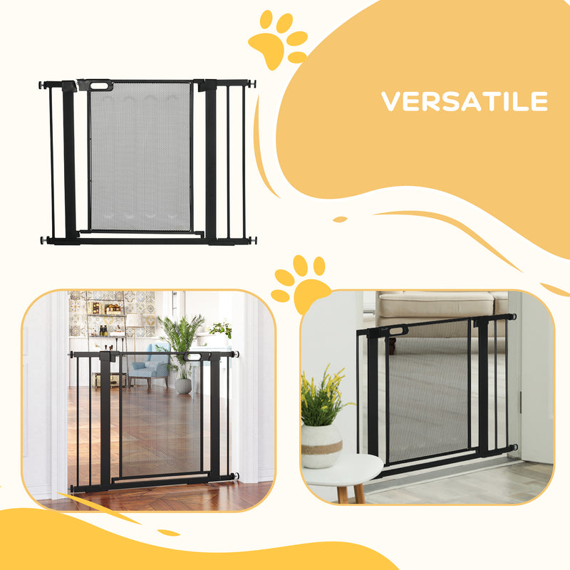 Cancellino per Cani Estensibile a Pressione con Chiusura Automatica 75-103x76 cm in Acciaio e ABS Nero-7