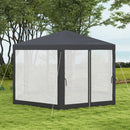 Gazebo da Giardino Esagonale con Doppio Ingresso 3.94x3.94x2.5 m in Metallo e Poliestere Grigio-7