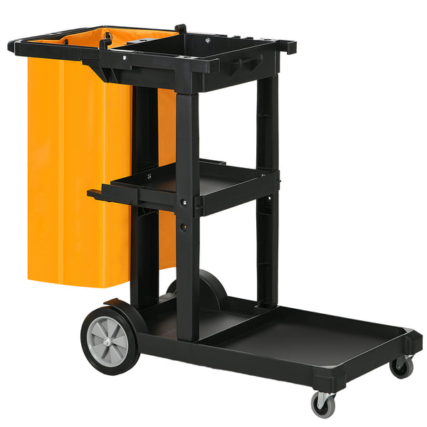 Carrello Pulizie 4 Ripiani Sacco da 100L 121x50,5x96,5 cm Nero Giallo e Grigio acquista