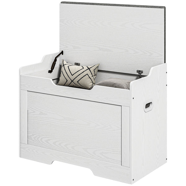 Panca Contenitore in Legno con Cuscino in Tessuto 103L 75x40x56cm Bianco online