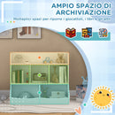 Mobile Portagiochi per Bambini a 3 Livelli con 5 Scomparti 91,5x43x79 cm in Legno Bianco-4