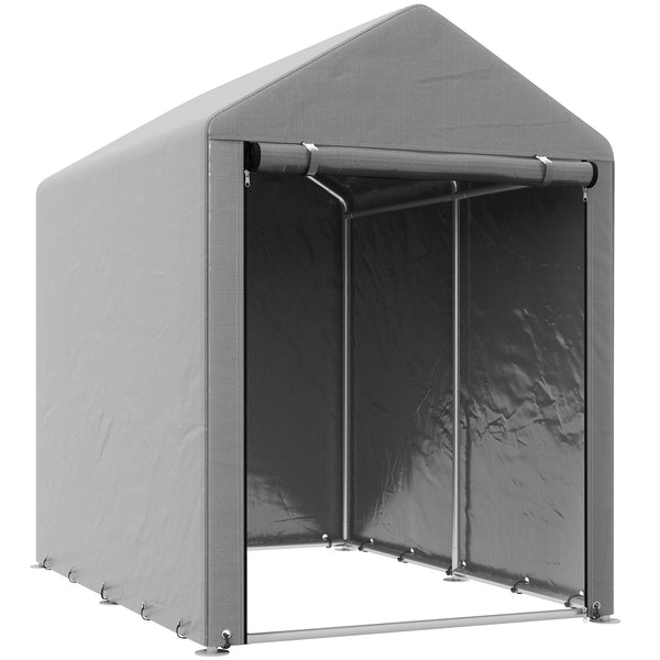 acquista Capanno Box per Attrezzi da Giardino 120x179x165 cm Tenda in PE anti UV e Metallo Grigio chiaro